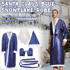 Costume5PCS Men Santa Claus Robe, Santa Christmas Costume with Velvet Cloak Hat Gloves, Adult Xmas Cosplay Outfit (C)