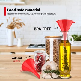 Nirox Universal funnel set of 4 - Food suitable BPA-FREE - Filling aid for kitchen and household - Liquids and dry ingredients - Oil and fuel filling funnel for car, workshop or garden tools