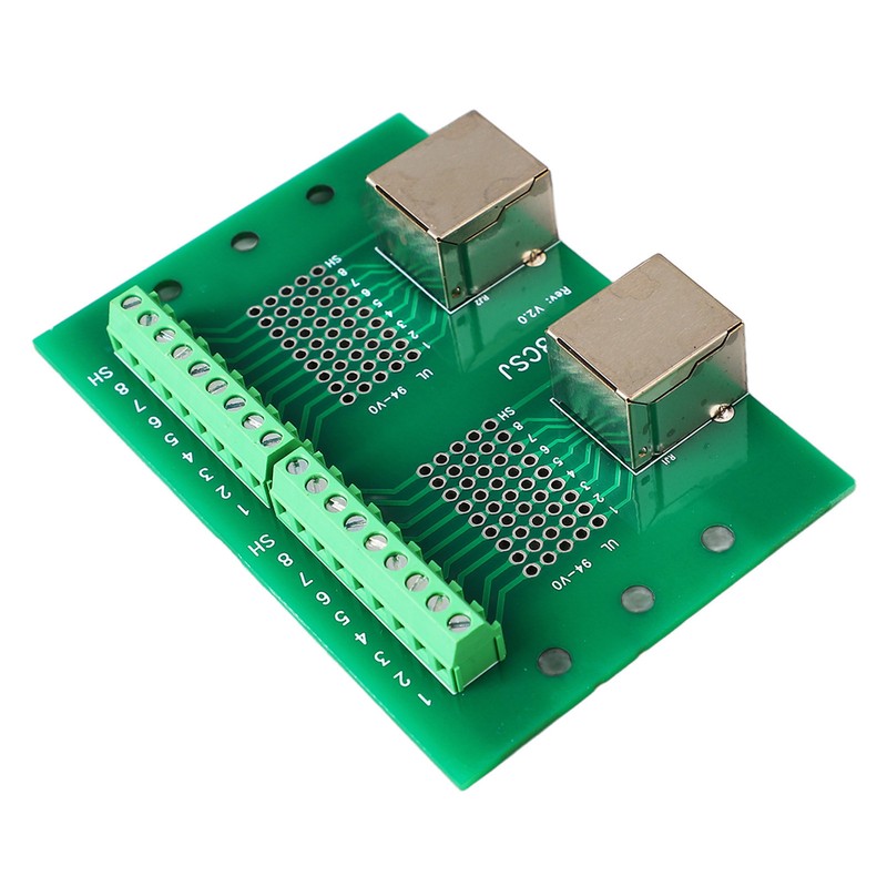 RJ45 Ethernet Connector Breakout Board Dual Network Port Input Screw
