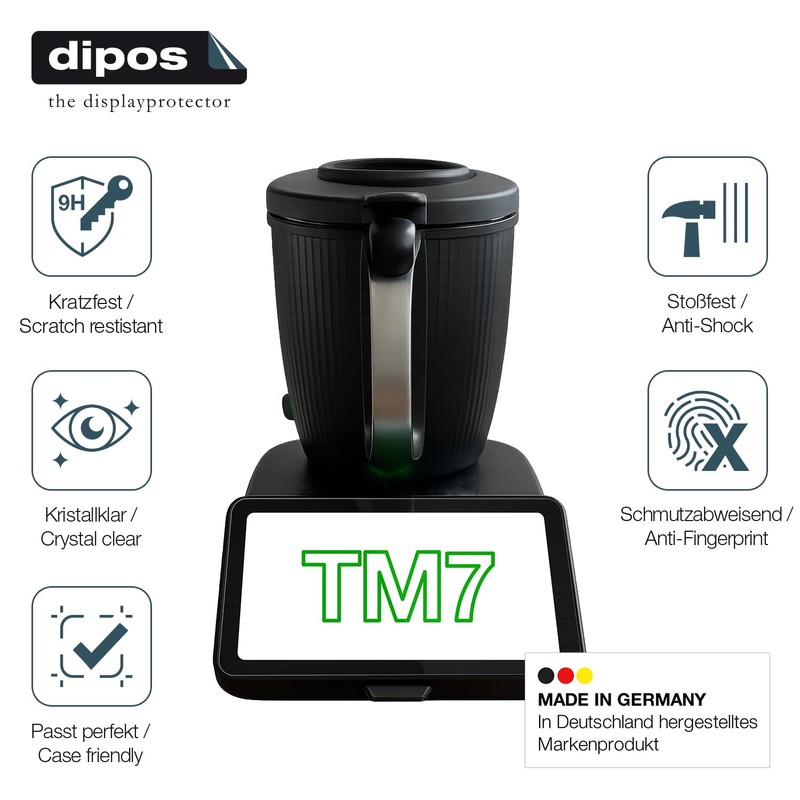 dipos 2 x Screen Protector 9H Compatible with Vorwerk Thermomix