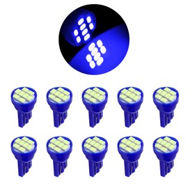 ongfuwu 10PCS 194 LED Bulb, 12V T10 194 168 Car Dash Instrument LED Light Bulbs, Automotive Panel Gauge Cluster Dashboard LED Replacement Bulb, Vehicle Interior Dome Map Lamp Bulb (Blue)