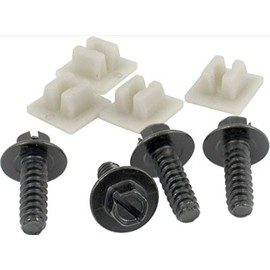 Custom Fasteners 93371 1/4 x 3/4 Slotted Pan License Plate Fastener, 8 Piece (4-Screws, 4-Inserts Metal OE Style)