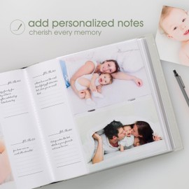 Pearhead Baby Photo Album, Keepsake Book for New and Expecting Parents, Gender-Neutral Baby Accessory, Ideal Gift for Baby Shower, Holds 200 Pictures, Gray and White Polka Dot