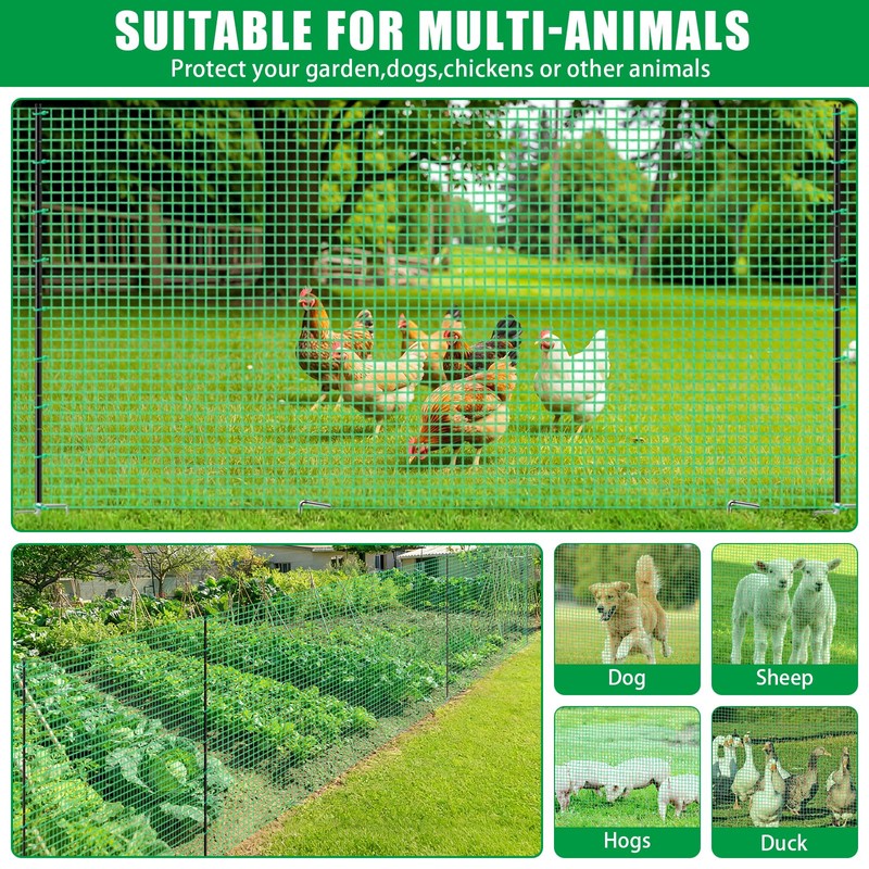 Temporary Fence with Posts, 36" x 50' Plastic Garden Fence