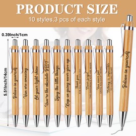30 Pcs Quotes Pens Inspirational Pens, Bulk Motivational Bamboo Wooden Pen, Ballpoint Pens with Inspirational Quotes Stylus, Thank You Pens, Black Ink Gel Pens for Home Office School Supplies