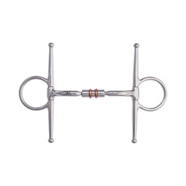 AK Full Cheek Rotary Double Cooper Roller Snaffle Horse Riding Bits AKRS-2612 (Silver, 5.50'')