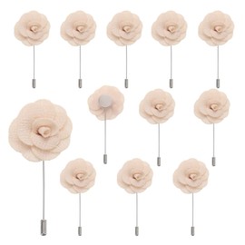 sourcing map 12pcs Beige Camellia Boutonnieres Flower Buttonholes Pocket Boutonnieres Pins for Wedding Ceremony Anniversary Prom Formal Dinner Party