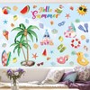 Aryroi Hello Summer Window Clings,Pool Beach Window Stickers,Gnome Wall Stickers,Summer