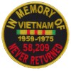 Ivamis In Memory Of Vietnam Round Patch- 3x3 inch -