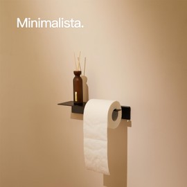 Design Amburgo Porta Carta Igienica adesivo con ripiano I Portarotolo carta igienica I Accessori Bagno Senza Forare I Porta rotolo carta igienica da parete nero
