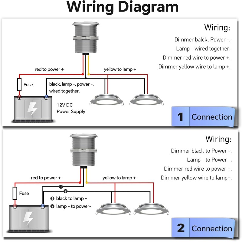 Acegoo 12 Volt Dimmer Switch High-Side PWM Dimming Switch, 7/8"
