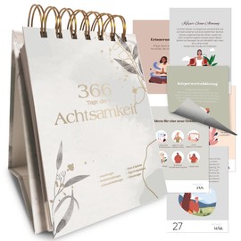 BIROYAL Tear-off calendar daily, mindfulness calendar for peace and motivation, 366 days mindfulness calendar, motivational calendar, table calendar, mindfulness and inspiration with exercises,