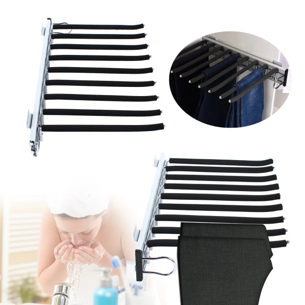Unbranded Stainless Steel Wardrobe Pull Out Trouser Pants Hanger Rack