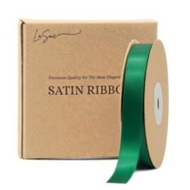 LASOIE Satin Ribbon for Flower Bouquet Gift Wrapping for Crafts Bows for Girls Hair Presents Bookmarks Birthday Party Decorations Wedding Invitations Decorative for Craft Dark Green 16mm 5/8 Inches