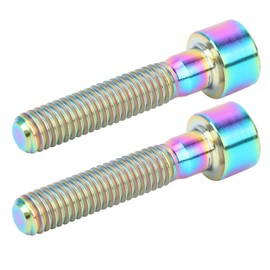 Bicycle Spindle Screws, Pack of 2 M6 x 30 mm Bicycle Handlebar Stem Screws Mountain Road Bike Headset Head Screws (Iridescent Colour) M6 x 30 mm Titanium Alloy Bicycle Handlebar Shaft Bolts Mountainb