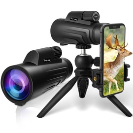 12x50 Monocular Telescope - Monoculars for Adults - High Powered for Bird Watching Hiking Camping Hunting Concert (26mm Large Eye-Piece Monocular with Smartphone Holder & Tripod)
