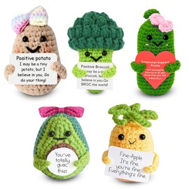 femary Positive Potato Emotional Support - 5PCS Positive Potato Pickle with Positive Card for Friends Family, Encouragement Gifts for Anniversary Birthday Christmas, Office Decor