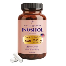QSTA Inositol Myo & D-Chiro PCOS 4100MG (40:1 Ratio) Hormonal Balance, Fertility Supplement, Preconception, Pregnancy & Ovarian Support, 9-in-1 Inositol, B6, B12 & D3 (90 Count (Pack of 1))
