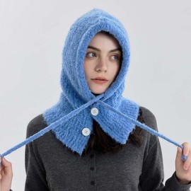 New Arrival Boucle Balaclava Ring Yarn One-Piece Hat Scarf lf3633 Free Size/Red 3ea