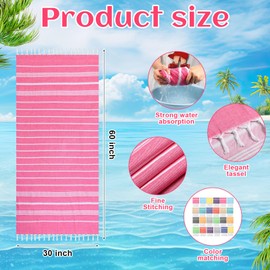 SmoothNovelty 24 Pcs Turkish Beach Towel 30 x 60 Inch Extra Large Lightweight Travel Towel Cotton Turkish Bath Towels Oversized Quick Dry Beach Towels Absorbent Towels Swim Towel (Multicolor)