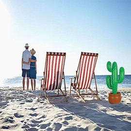 Ioffersuper 2 Pack Inflatable Cactus 35 Inches Cactus Tree Prop Beach Backdrop Favor for Hawaiian Luau Party Summer Theme Decoration