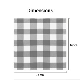 Buffalo Plaid Table Napkins Set of 12 Checkered Cloth Napkins 17x17 inch Washable Dinner Gingham Pattern Napkins Soft Napkins for Wedding Party Dining Banquet(Gray and White)