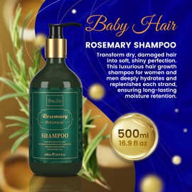 BABY HAIR - Rosemary Shampoo, Sulfate-Free Rosemary Shampoo for Women and Men, Rosemary and Tea Tree Shampoo with Hyaluronic Acid, Natural Hair Growth Shampoo, 16.9 fl. oz.