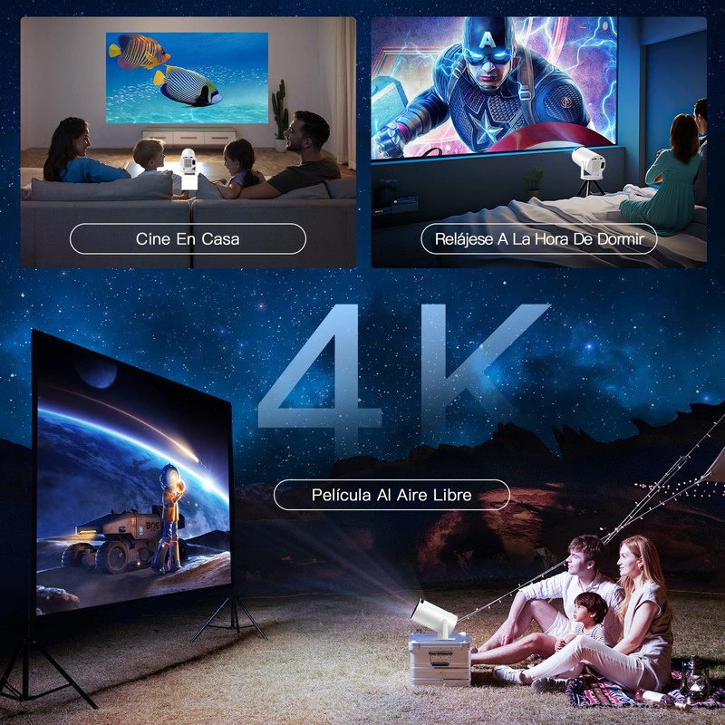Proyector 4k, Mini Proyector Portatil con Android, Proyectores Inteligente 200