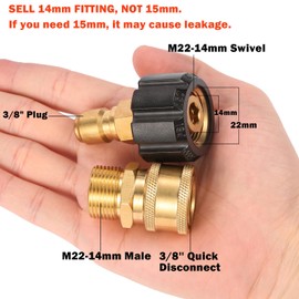 Sanpaint Sanpaint Pressure Washer Quick Connect Fittings, Quick Connect Kit M22 14mm to 3/8 Inch, 2 Pieces