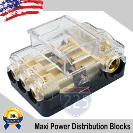 225 12 VOLT MAXIFUSE GOLD DISTRIBUTION BLOCK (3) 2/4 GA IN THREE 4/8 GAUGE AWG OUT