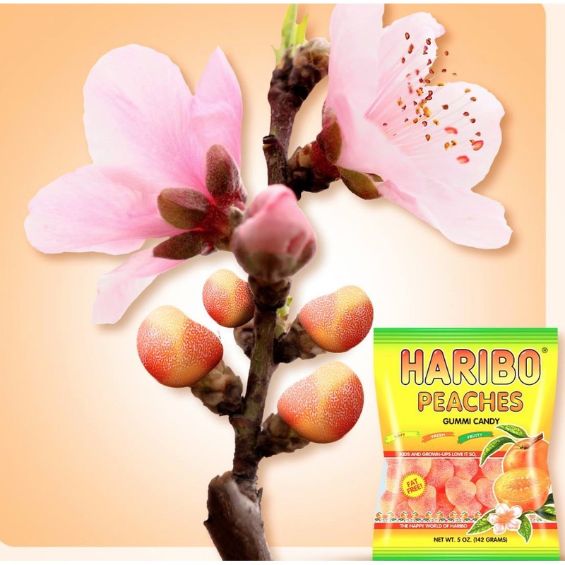 HARIBO Gummi Candy, Peaches, 5 oz. Bag (Pack of 12)