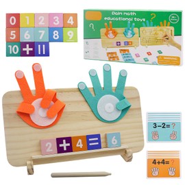 OMJMYY Montessori Maths Learning Toy from 3 4 5 Years - Wooden Finger Counting Game, Educational Valuable Counting Learning for Preschool Children, Birthday Gift for Boys and Girls