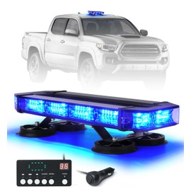 LUMENIX 72 LED Rooftop Emergency Strobe Light Bar w/Control Panel Magnetic Base Warning Flashing Beacon Caution Traffic Lightbar for First Responder Police Cop Vehicles Volunteer Patrol Trucks - Blue