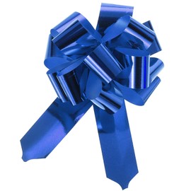 MACHSWON 10pcs 4 Inch Pull Bow Metallic Gift Bows Ribbon for Wedding Baskets Presents Wrapping Blue