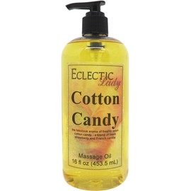 Cotton Candy Massage Oil, 16 oz, with Sweet Almond Oil and Jojoba Oil, Preservative Free, Perfect for Aromatherapy and Relaxation