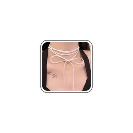 Aneneiceera Boho Layered Suede Choker Necklace Long White Velvet Necklace Plain White Collar Necklace Retro Velvet Tie Up Choker Necklace Chain Jewelry for Women (White)