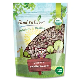 Organic Cranberry Beans, 2 Pounds – Non-GMO, Dried Borlotti Beans (Romano Beans), Sproutable, Vegan, Kosher, Bulk. High in Folate, Fiber, Protein. Product of the USA. Perfect for Stews, Soup, Salads
