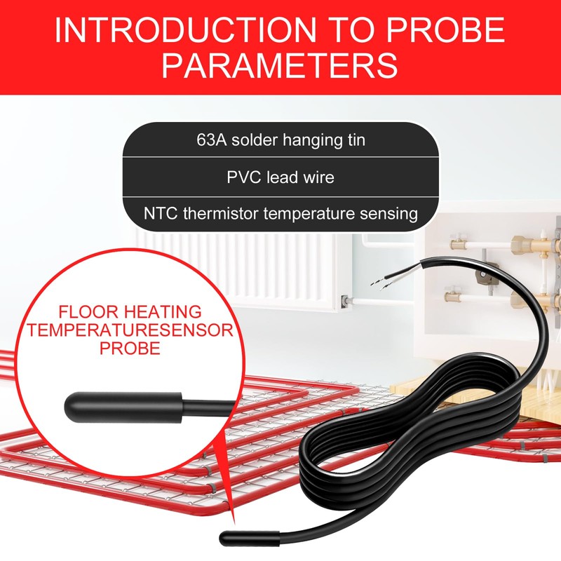 Thermal Underfloor Heating Sensor Probe Suitable for Most Heating Installations