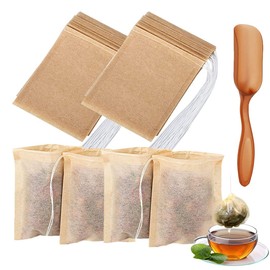 Disposable Tea Filter Bags with Free Tea Spoon, Empty Cotton Drawstring Seal Filter Tea Bags for Loose Leaf Teal 3.1" x 3.9"(400pcs)