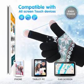 Veni Masee women's warm winter wool touchscreen gloves, with thermal soft lining and elastic cuffs -