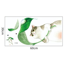 Wall Sticker, Animal, Cute Cat, Plant, Ornamental Plant, Flower, Butterfly, Wallpaper, Decorative, Stylish, Cat, Bird, Butterfly, Wall Sticker, Landscape, PVC Material, DIY, Stylish, Interior, Wallpaper Sticker, Removable, Stylish, Children's Room, Bedroom, Living Room, 16.1 x 17.7 inches (41 x 45 cm)