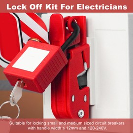 Lock Off Kit For Electricians, Circuit Breaker Lockout Device,Circuit Breaker Lockout Tagout Kit Circuit Breaker Lockout Kit High Strength Circuit Breaker Switch Lock Device with Nylon Padlock
