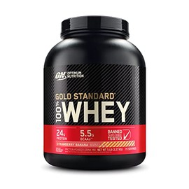 Optimum Nutrition Gold Standard 100% Whey Protein Powder, Strawberry Banana, 5 Pound (Packaging May Vary)