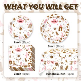 Western Cowgirl Party Decorations, Rodeo Party Decoration Include Plates, Napkin, Tablecloth for Wild West Cowgirl Birthday Baby Shower Theme Party Supplies