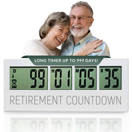 Retirement Countdown Clock - Up to 999 Days LCD Digital Timer - Easy to Set and Read Retirement Countdown Timer - Large Display Timers - Reusable for Wedding, Pregnancy Count Down & More