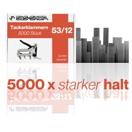 S&S-Shop Tackerklammern Typ 53 | 5000 Stück | Maße/Größe wählbar | extra hart | für Handtacker & Elektrotacker | verzinkt | Heftklammern | Tacker-Klammern (Maße: 12/11,4)