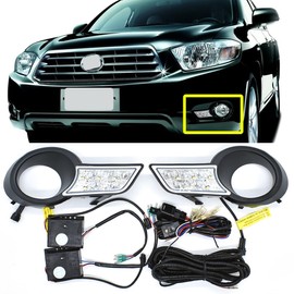 ECAHAYAKU Fog Light White LED DRL Compatible With 2008 2009 2010 Toyota Highlander Daytime Running Light Daylight Bumper Driving Fog Lamp
