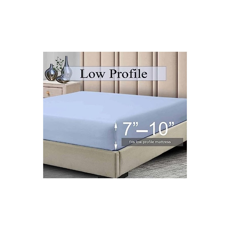 Low Profile Cotton Sateen Fitted Sheet Only (7-10 Inches) Twin