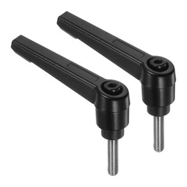 sourcing map 2pcs Clamping Lever Handles, M5 x 20mm 304 Stainless Steel Threaded Male Stud, Adjustable Handles Locking Quick Release Ratchet Push Button Bolt Knobs, Black