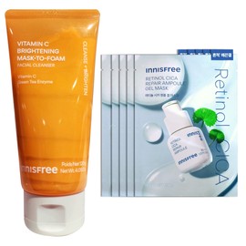 Innisfree Vitamin C Brightening Pack to Foam 120g+Cica Trace Ampoule Gel Mask (23mL) 5 sheets / 이니스프리 비타민C 브라이트닝 팩투폼 120g+시카 흔적 앰플 겔 마스크 (23mL) 5매